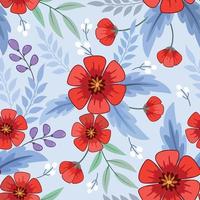 Abstract red flowers design seamless pattern. vector