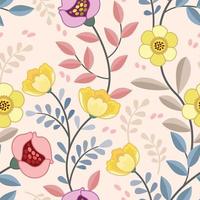 Abstract colorful flowers design seamless pattern. vector