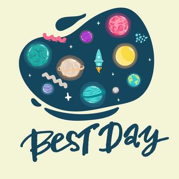 horizontal space background with abstract shape and planets. Web design. space exploring. vector illustration