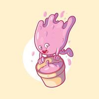 Ice cream character falling grabbing a cone vector illustration. Food, sweet, funny design concept.