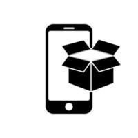 Phone with open box icon symbol for app and web vector