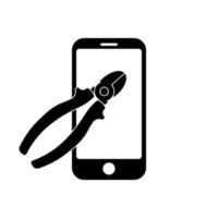 Phone with electric pliers icon symbol for app and web vector