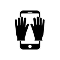 teléfono con símbolo de icono de manos o guantes para aplicación y web vector