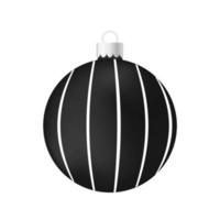 Black Christmas tree toy or ball Volumetric and realistic color illustration vector