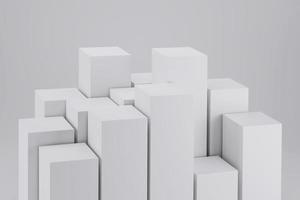 3d render of white geometric cubes. Abstract background photo