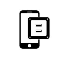 Phone with socket plug icon symbol for app and web vector