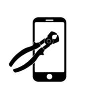 Phone with electric pliers icon symbol for app and web vector