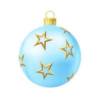 bola de árbol de navidad azul con estrella dorada vector