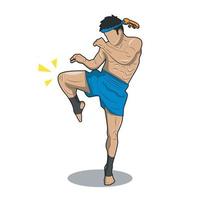 vector illustration of one of the muangthai kick techniques