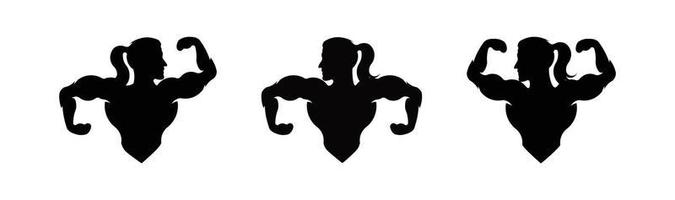 gimnasio logo vector icono ilustración,fitness club logo con hacer ejercicio atlético hombre y mujer vector ilustración.