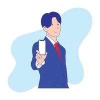 man in suit with cell phone in hand vector