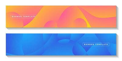 set banner with abstract fluid colorful background vector