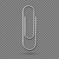 Realistic Paperclip icon. Paper clip attachment with shadow. Attach file business document. Vector