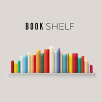 Bookshelf lined with books in retro color. Vector illustration