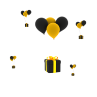 GIFTS AND BALLOONS 3D ILLUSTRATION TRANSPARENT BACKGROUND png