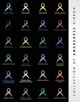 Set of colorful Awareness ribbons design element banner emblem sign symbol vector