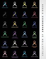 Set of colorful Awareness ribbons design element banner emblem sign symbol vector