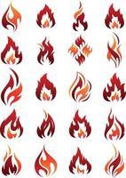 Set of colorful fire icon symbol for element design on the white background vector