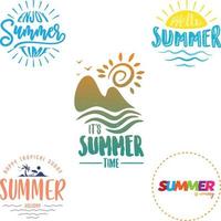 Set of summer background letter vector for element design on the white background