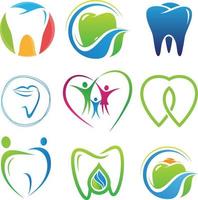 Set of colorful dental vector icon symbol for element design on the white background