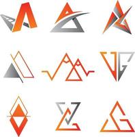 Set of triangle vector icon symbol for element design on the white background