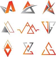 Set of triangle vector icon symbol for element design on the white background