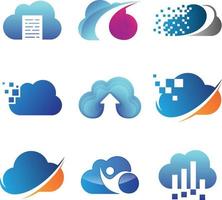 Set of colorful cloud icon symbol for element design on the white background vector