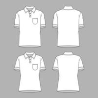 White Outline Polo Shirt Mockup vector