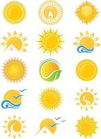 Set vector sun icon symbol for element design on the white background