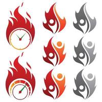 Set of design vector isolated fire emoji