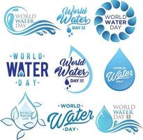 Set of letter world water day vector background for element design on the white background