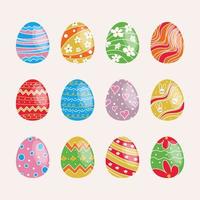 set of easter eggs isolated on white vector