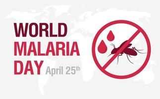 mundo malaria día abril 25 salud conciencia modelo con mosquito silueta para bandera, tarjeta, póster, antecedentes. vector