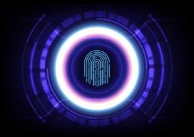 Abstract digital conceptual technology with finger print scanning for online privacy connection by login using fingerprint identification on electronic or digital screen. Biometric authorization. vector