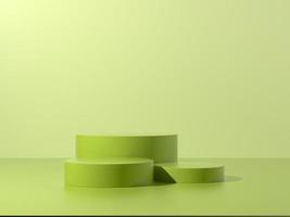Green podium abstract composition for product presentation eye level 3d render 3d illustration photo