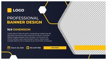 Professional modern banner vector, business company horizontal background template with layout text and empty space for image vector