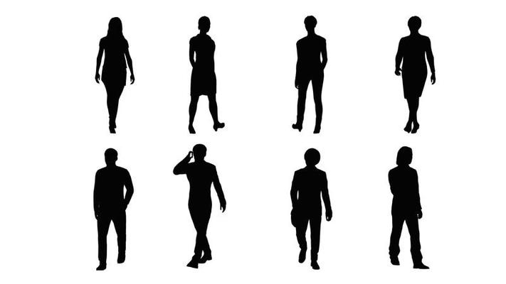 4K alpha channel,silhouette group of people walking in front view on white  background for interior and exterior scene 3d animation. 21017639 Stock  Video at Vecteezy