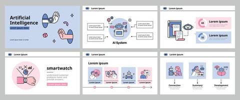 The Age of AI. Intelligence Meets Technology. Business concept illustration with people and icons. layout template. vector