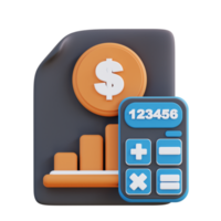3D illustration of financial calculator document png