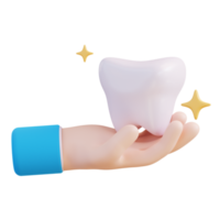 3d ilustração do mão segurando dentes png