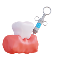 3d illustration of injecting stabbing tooth gum png