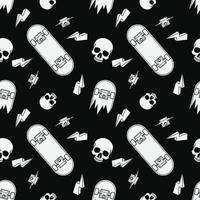 skateboarding seamless pattern. skate background. vector illustration. pattern design with skate board, skull, lightning