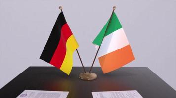 Irlanda e Alemanha política relação animação. parceria acordo movimento gráfico video