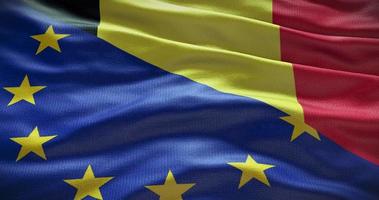Belgium and European Union flag background. Relationship between country government and EU video