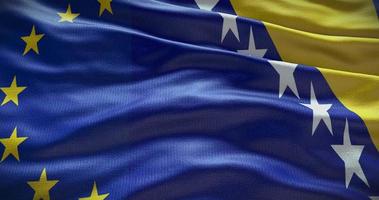 Bosnien und Herzegowina und europäisch Union Flagge Hintergrund. Beziehung zwischen Land Regierung und EU video
