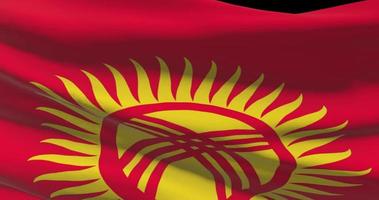 Kyrgyzstan flag waving closeup, national symbol of country background video