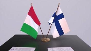 Finland and Italy country flags animation. Politics and business deal or agreement video