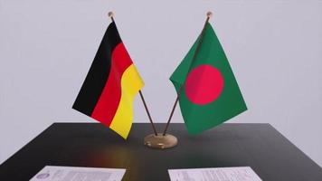 Bangladesh and Germany politics relationship animation. Partnership deal motion graphic video