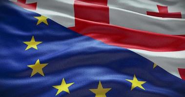 georgien och europeisk union flagga bakgrund. relation mellan Land regering och eu video