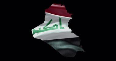 Iraq outline with waving national flag. Alpha channel background. Country shape with animation video